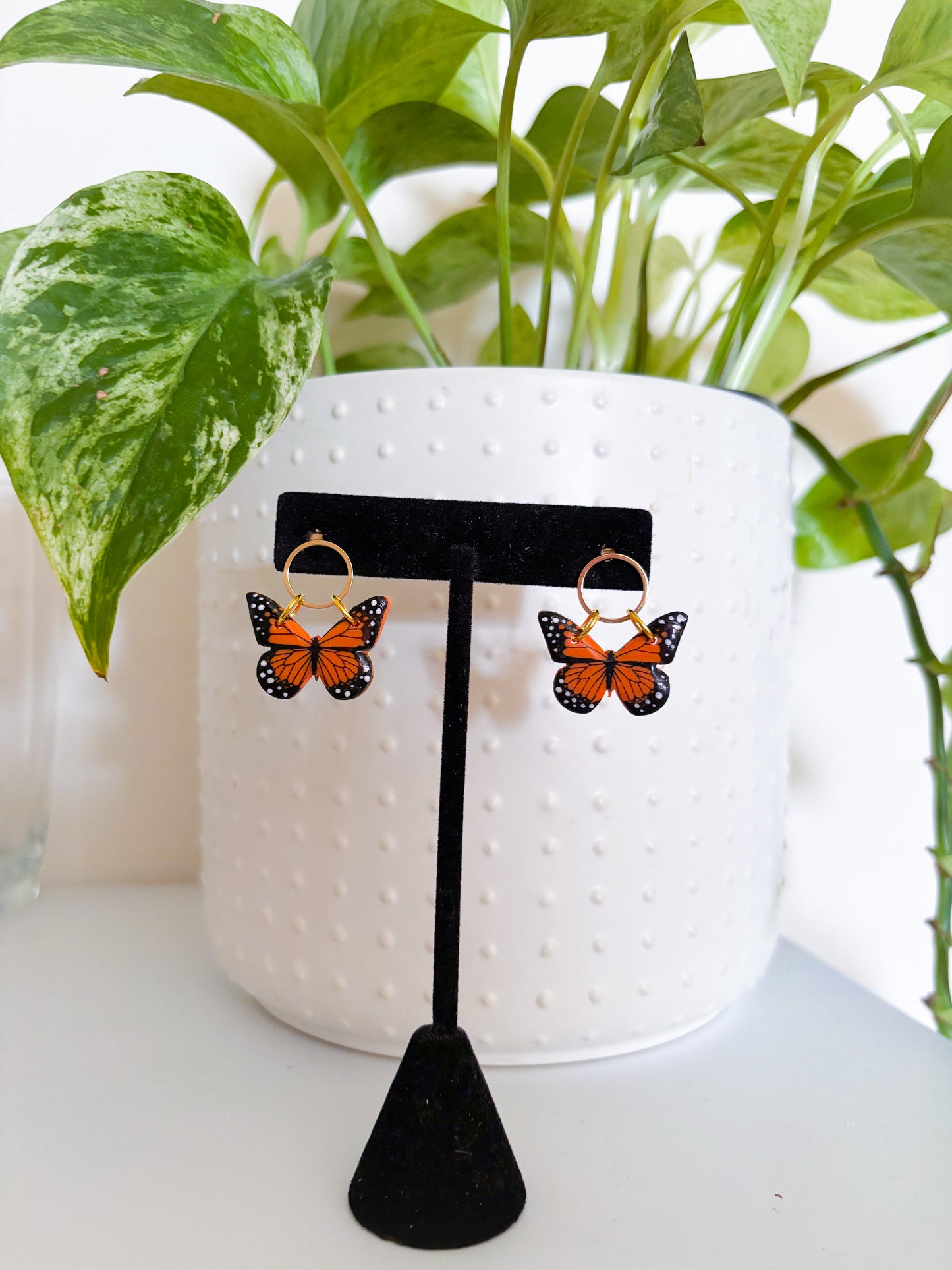 Hand Painted Monarch Butterfly Dangles