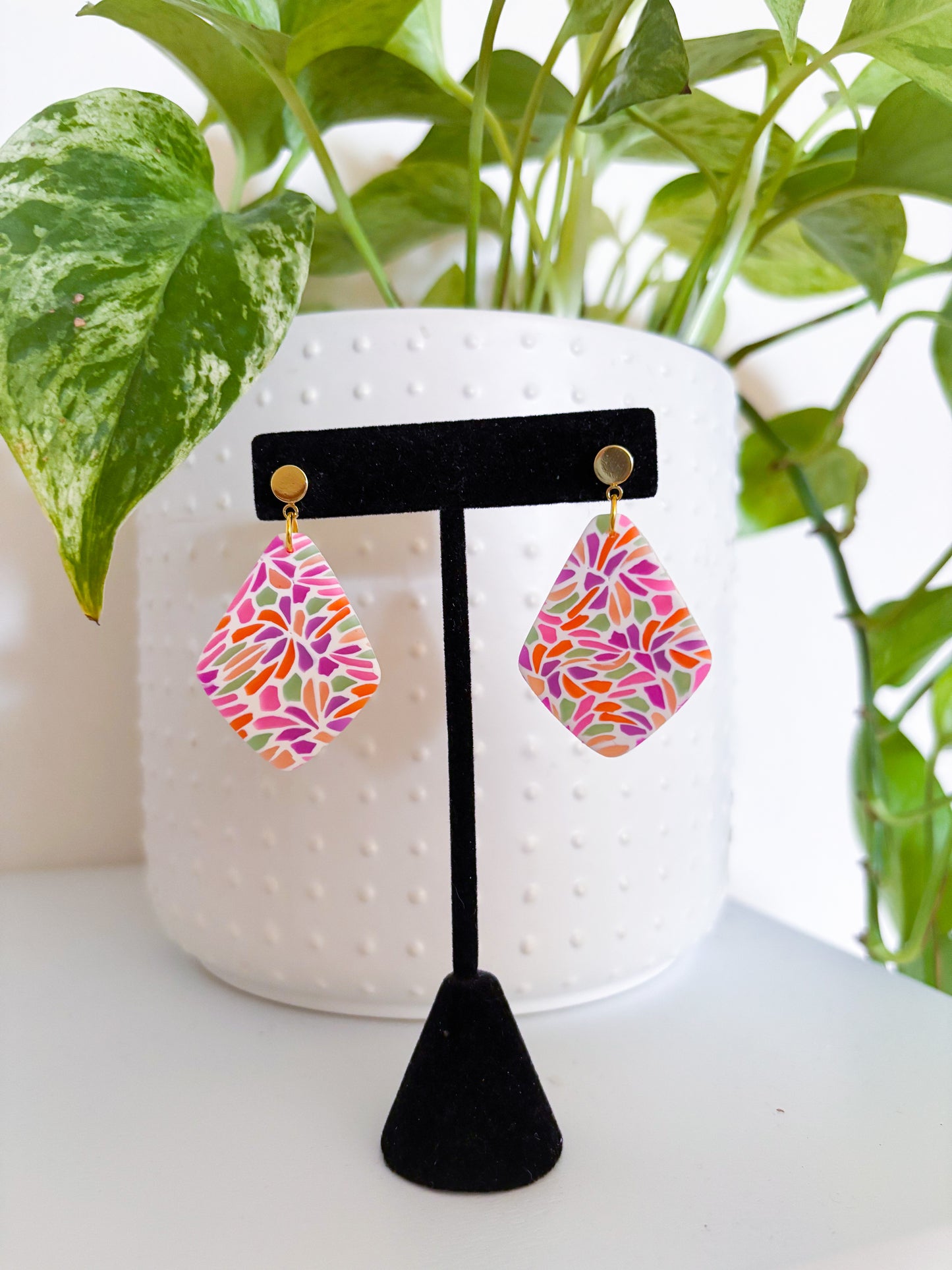 Stained Glass Diamond Dangles
