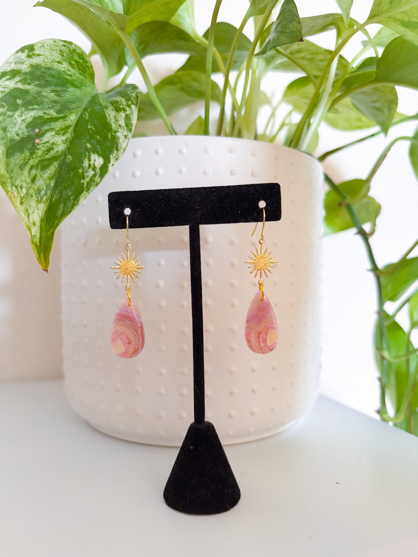 Spring Sun Geode Dangles