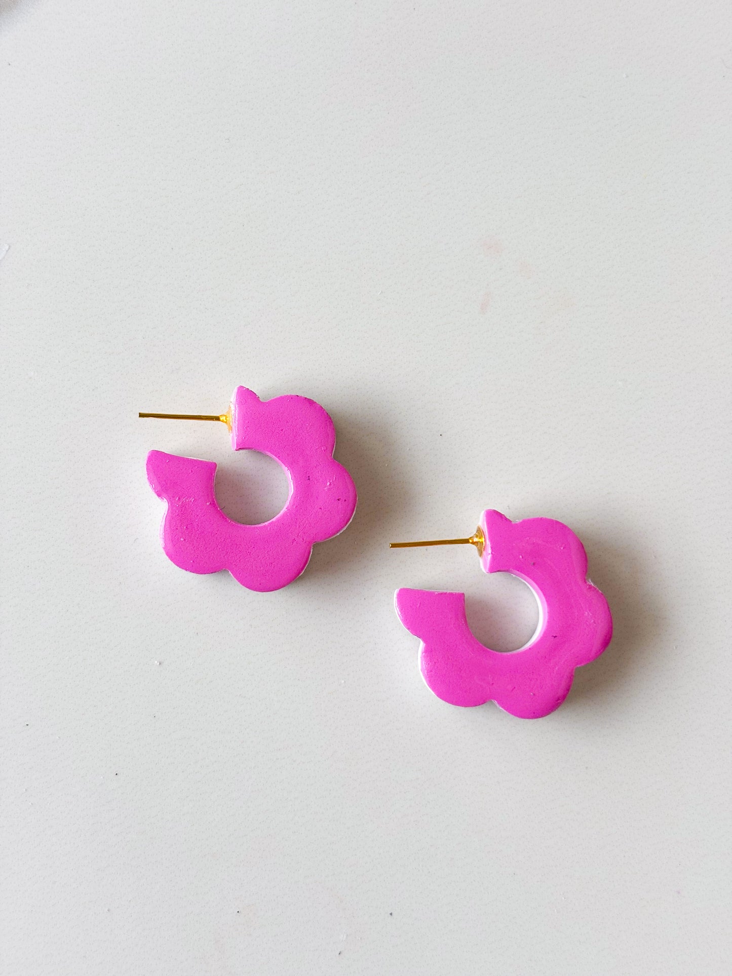 Reversible Pink Cherry Blossom Hoops