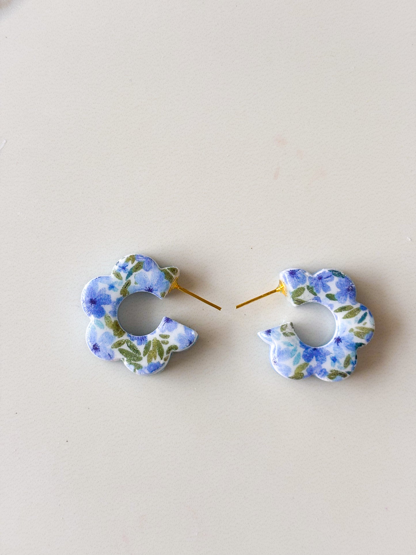 Reversible Blue Floral Hoops