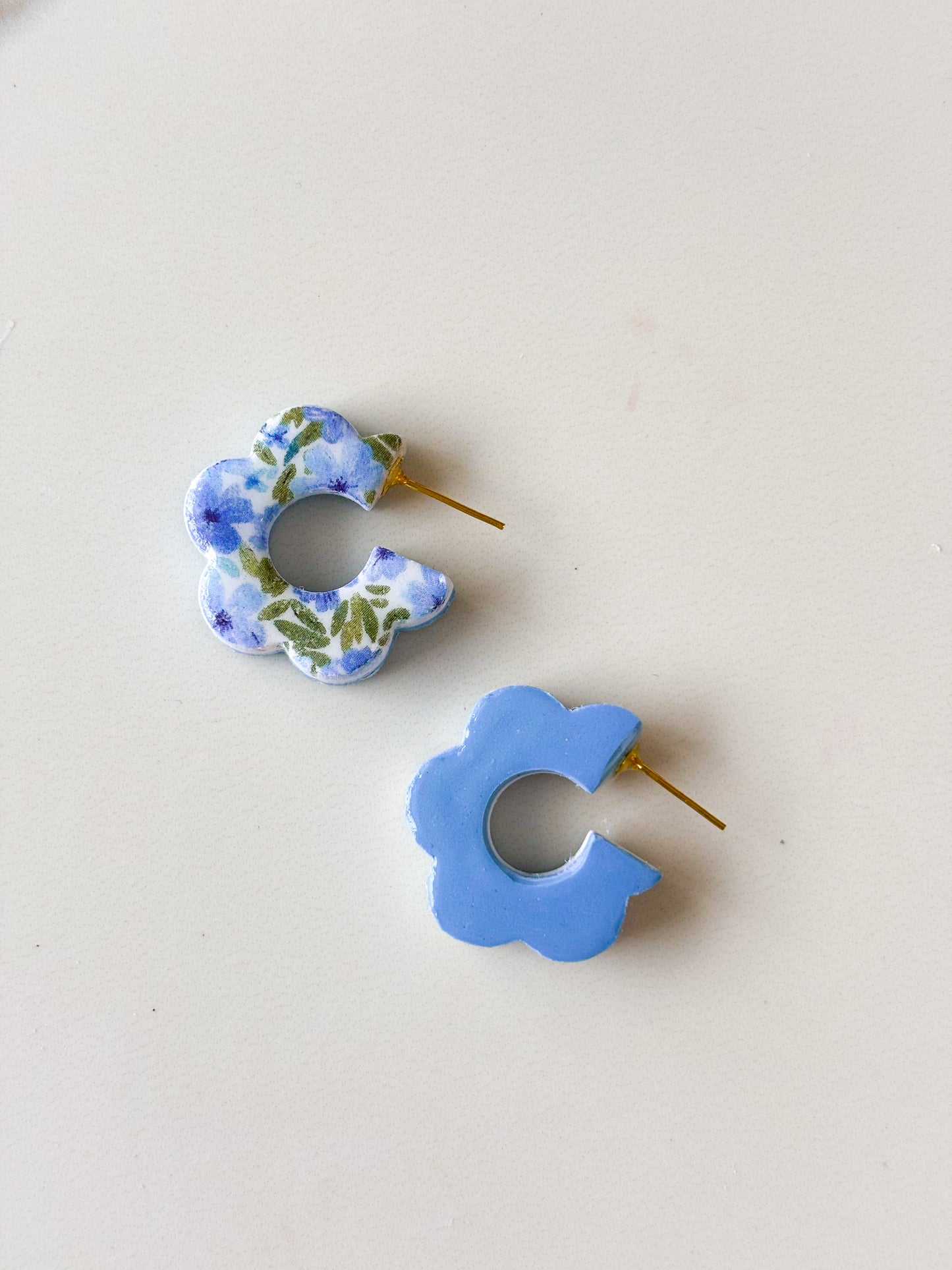 Reversible Blue Floral Hoops