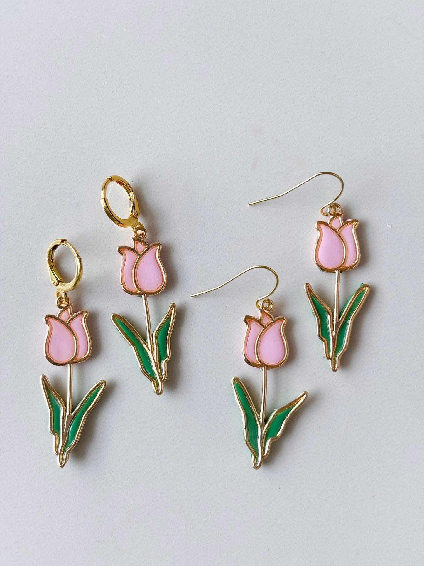 Pink + Gold Tulip Dangles