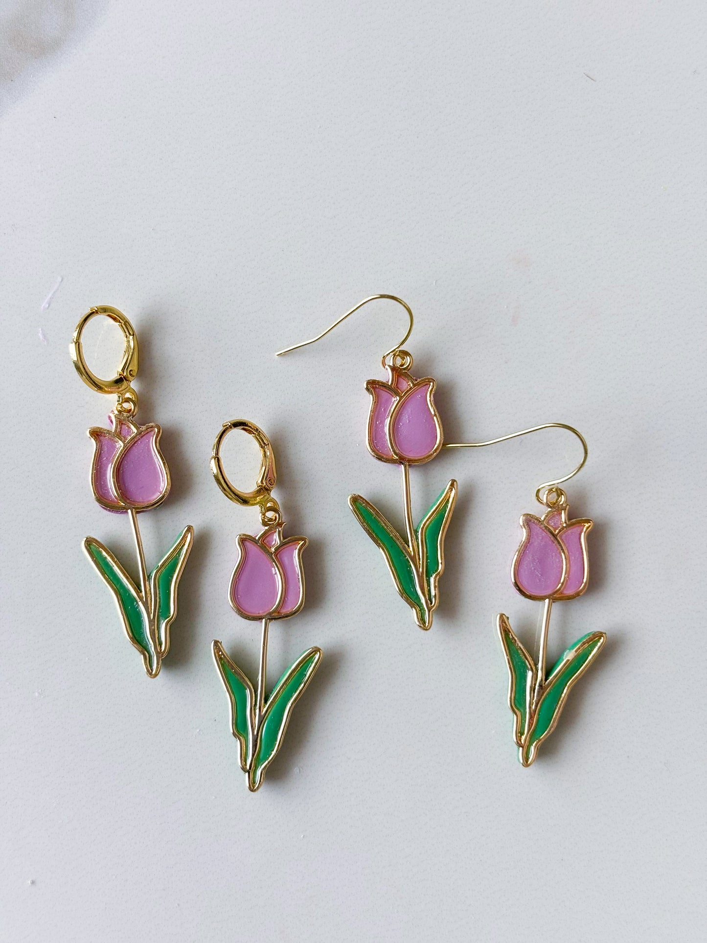 Purple + Gold Tulip Dangles