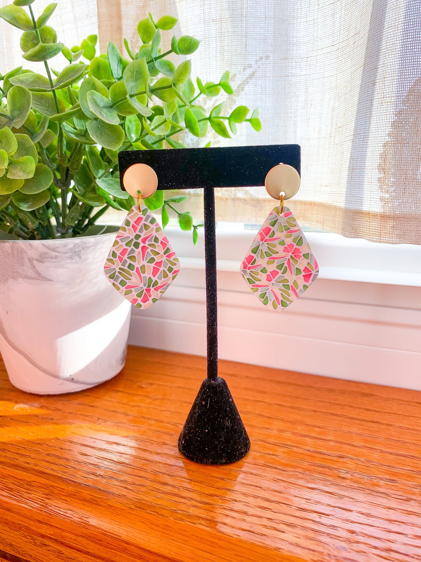 Stained Glass Diamond Dangles