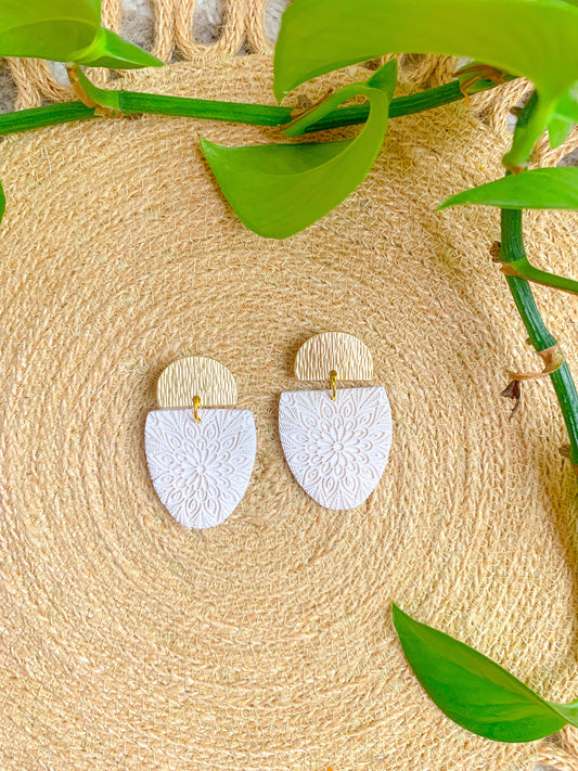 White Mandala Textured Dangles