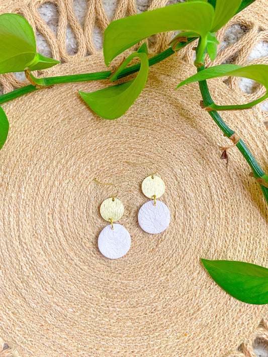 Flower imprinted white dangles
