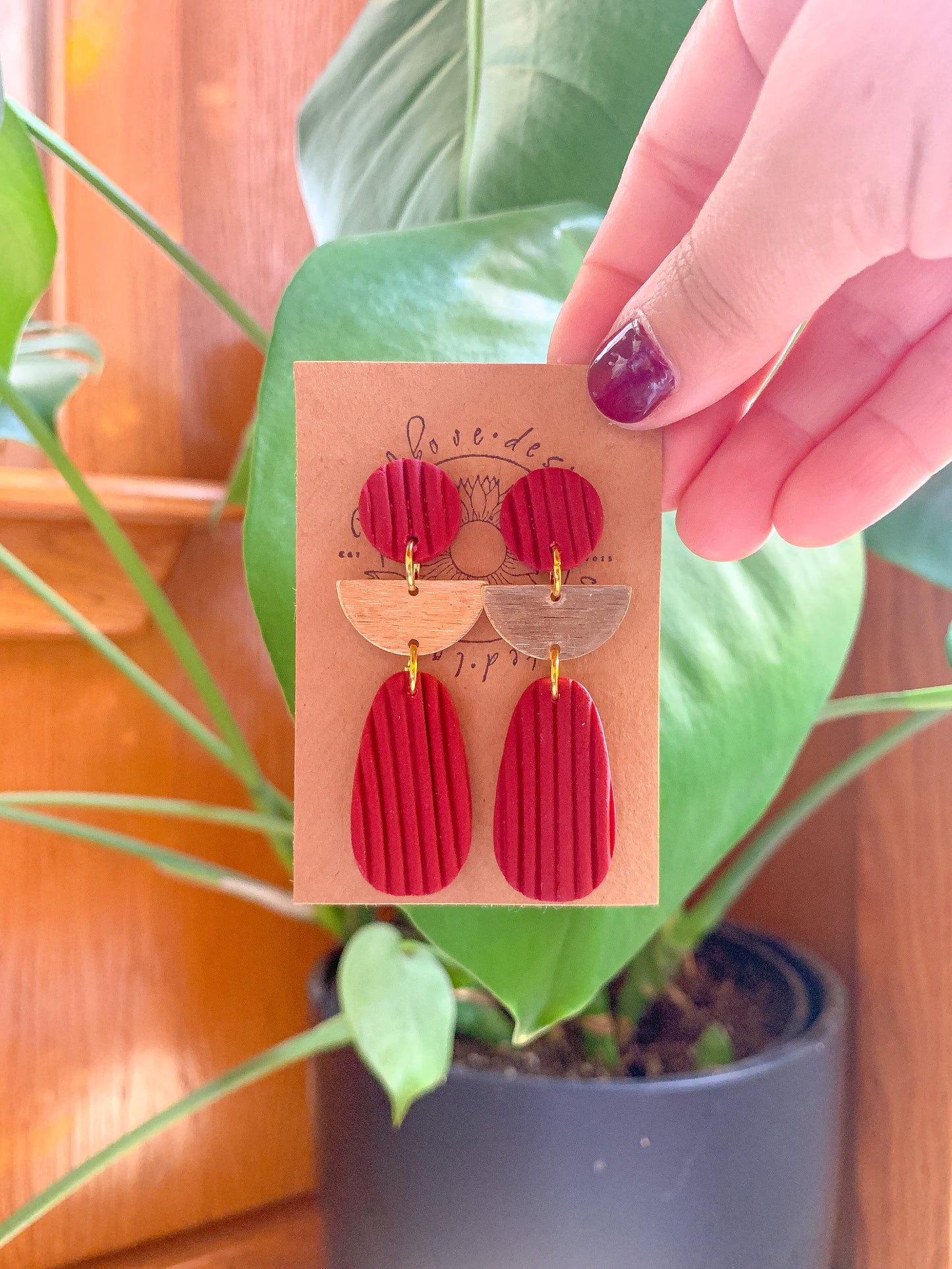 Red Corduroy Dangles