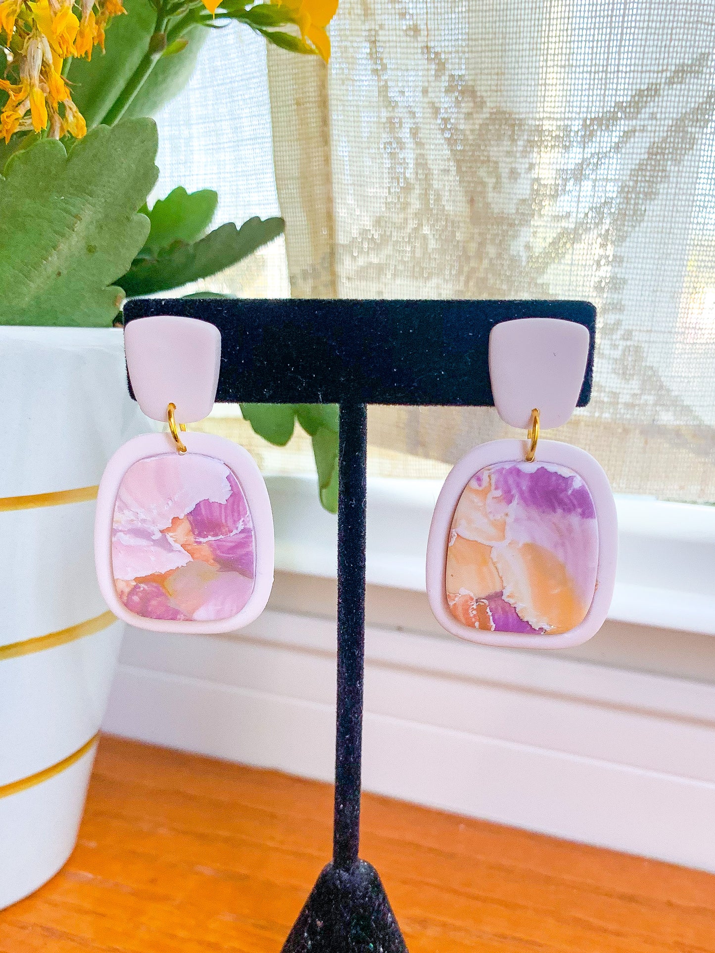 Watercolor Art Dangles in White