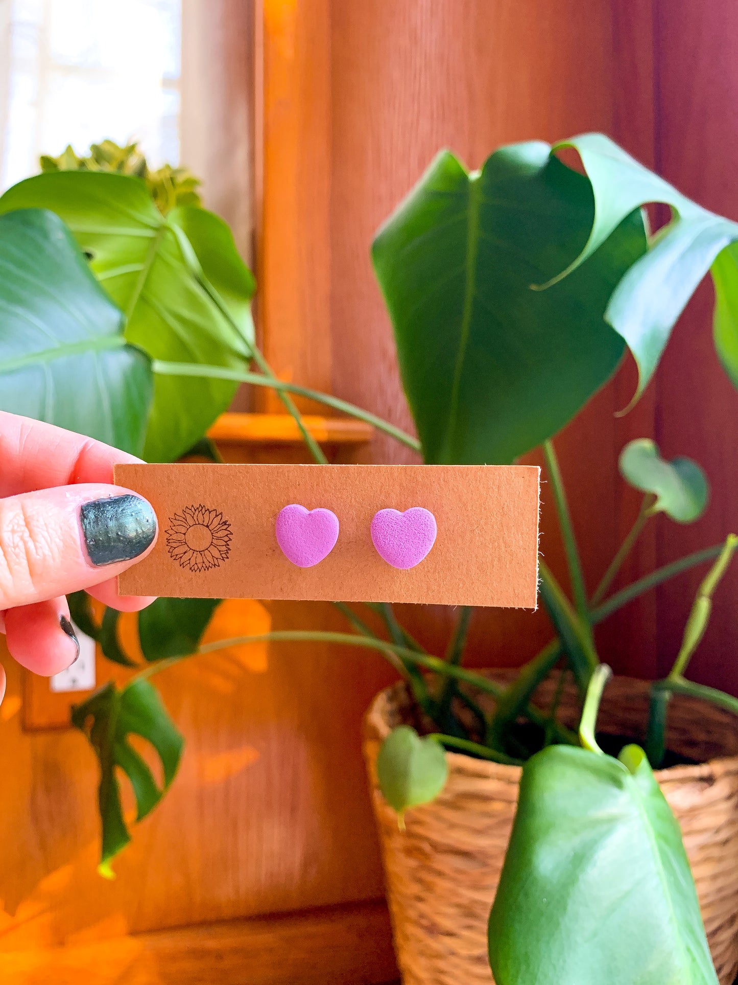 Mini Purple Candy Heart Studs