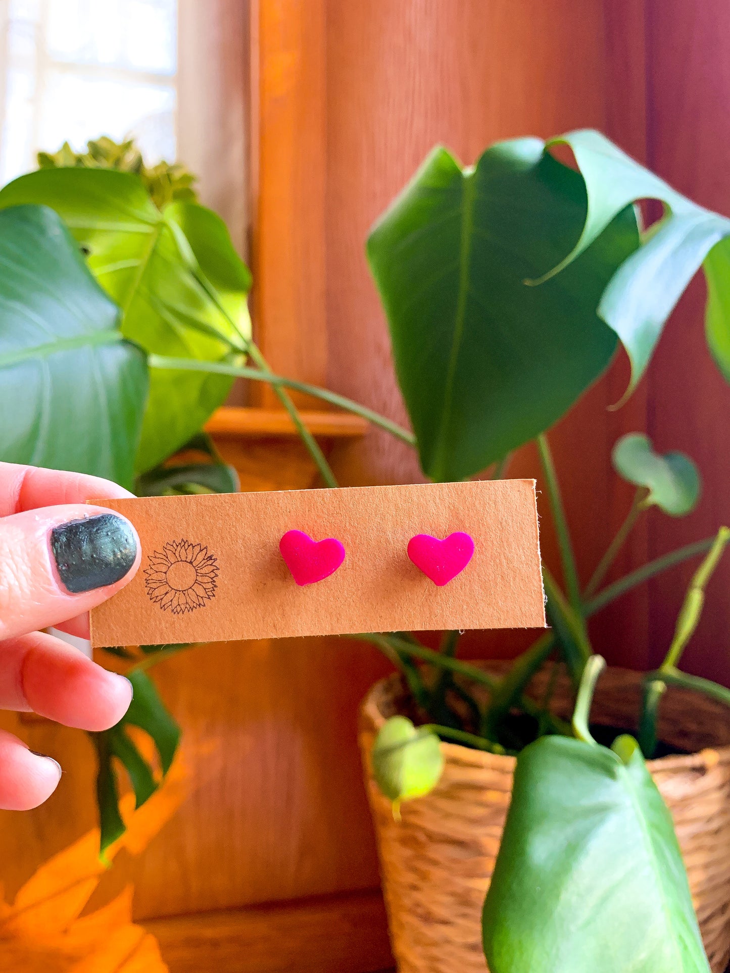Magenta Mini Heart Studs