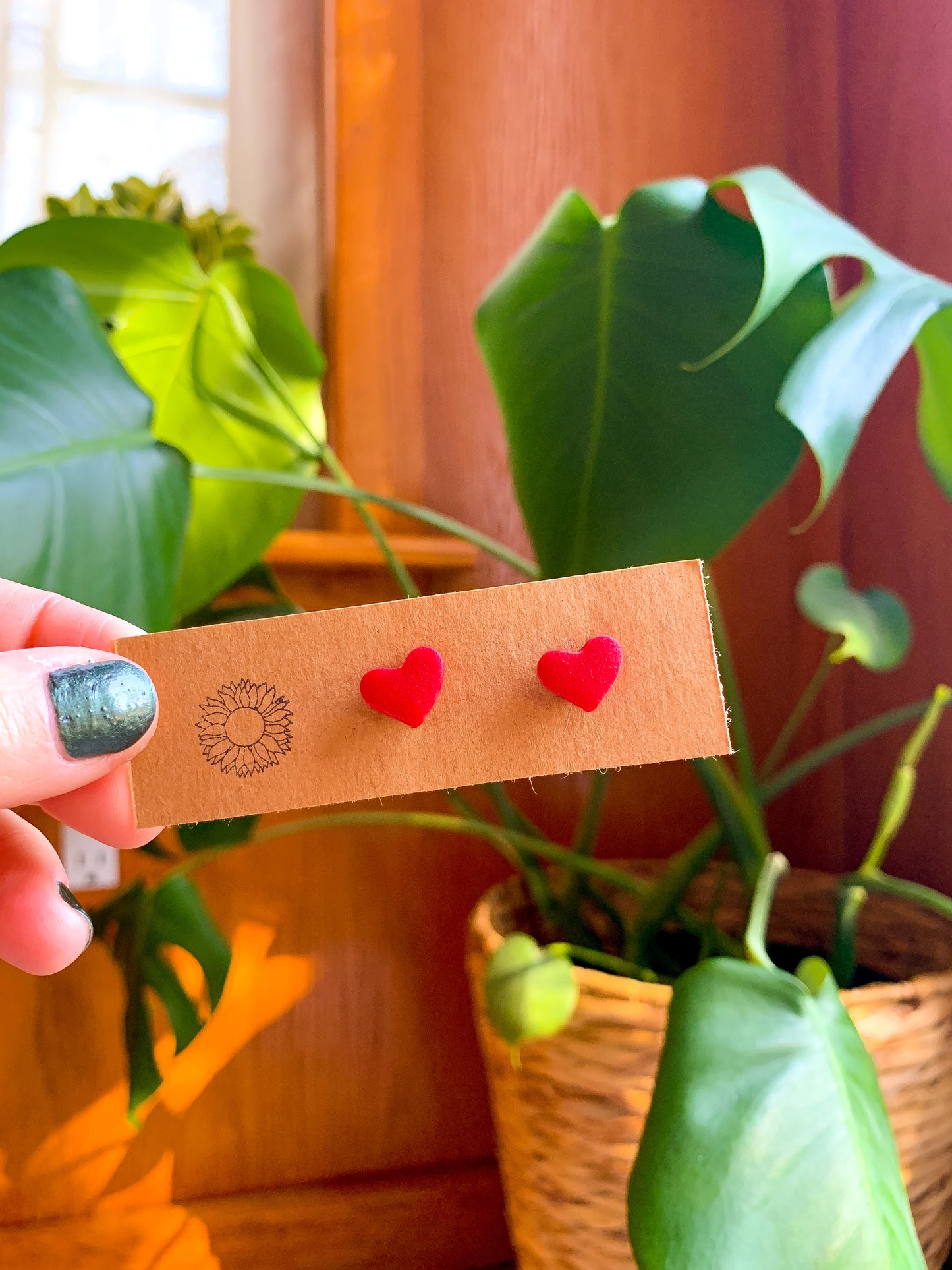 Red Mini Heart Studs