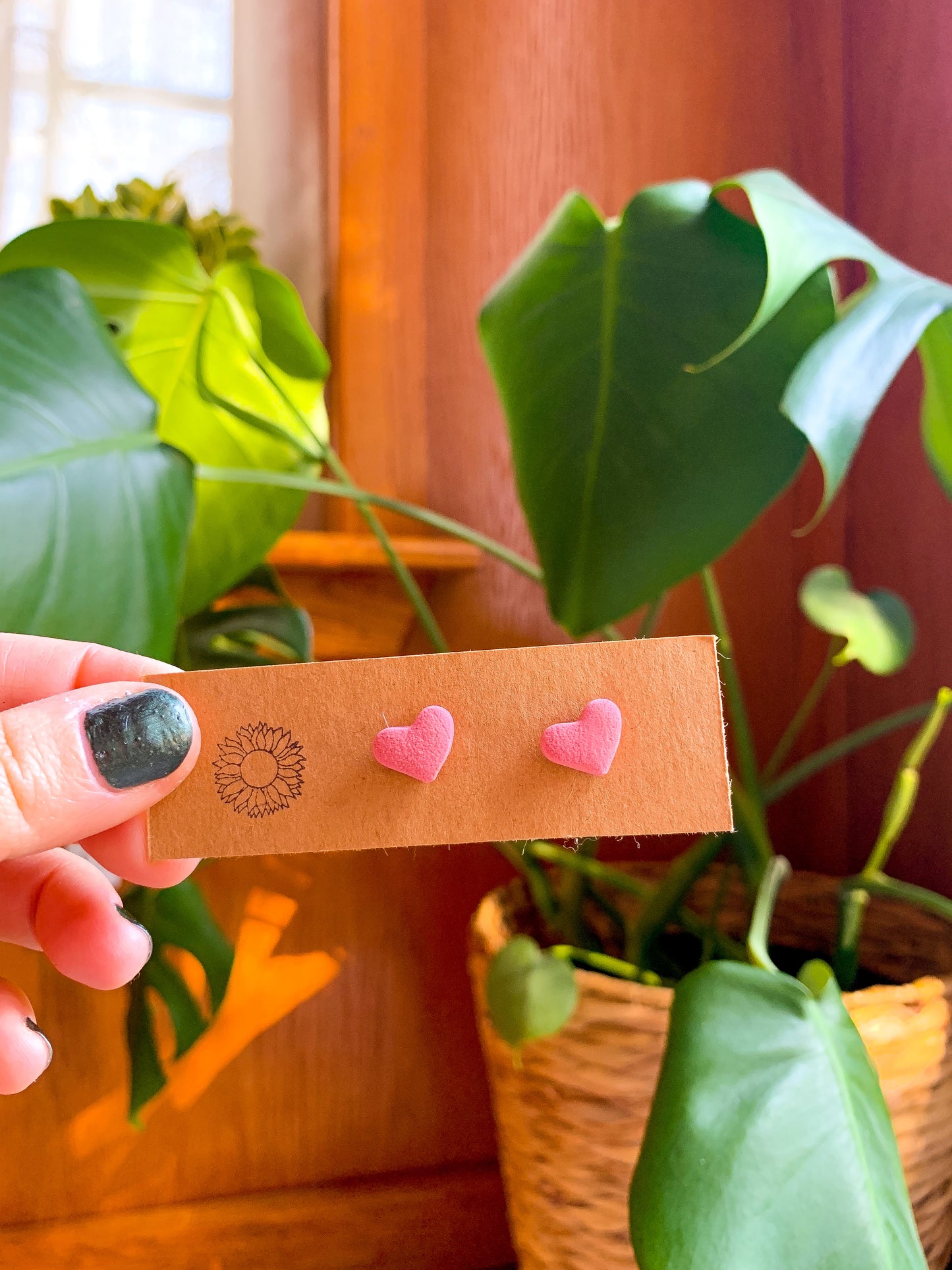 Peach Mini Heart Studs
