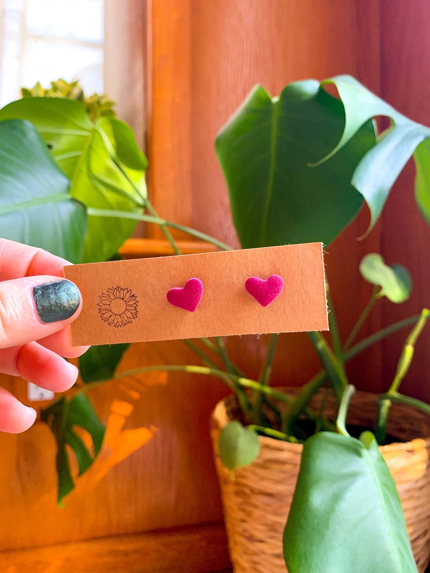 Plum Mini Heart Studs