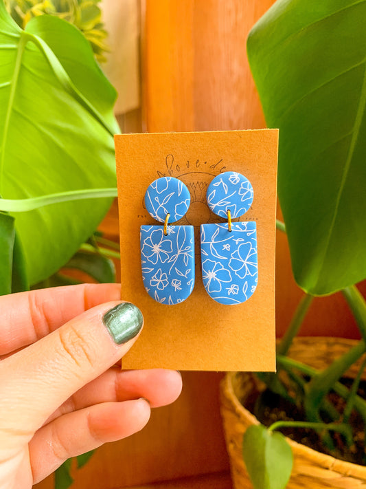 Blue Floral Dangles
