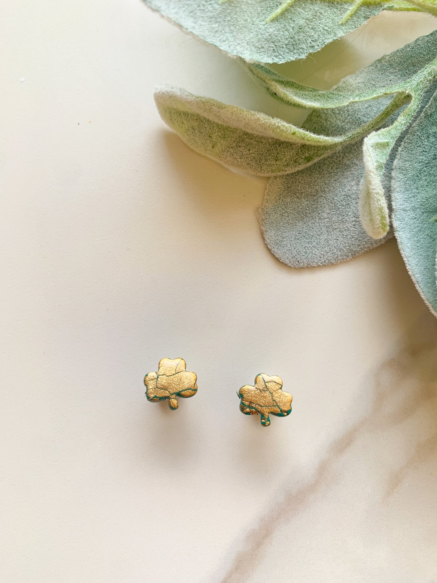 Lucky Gold Shamrock Studs