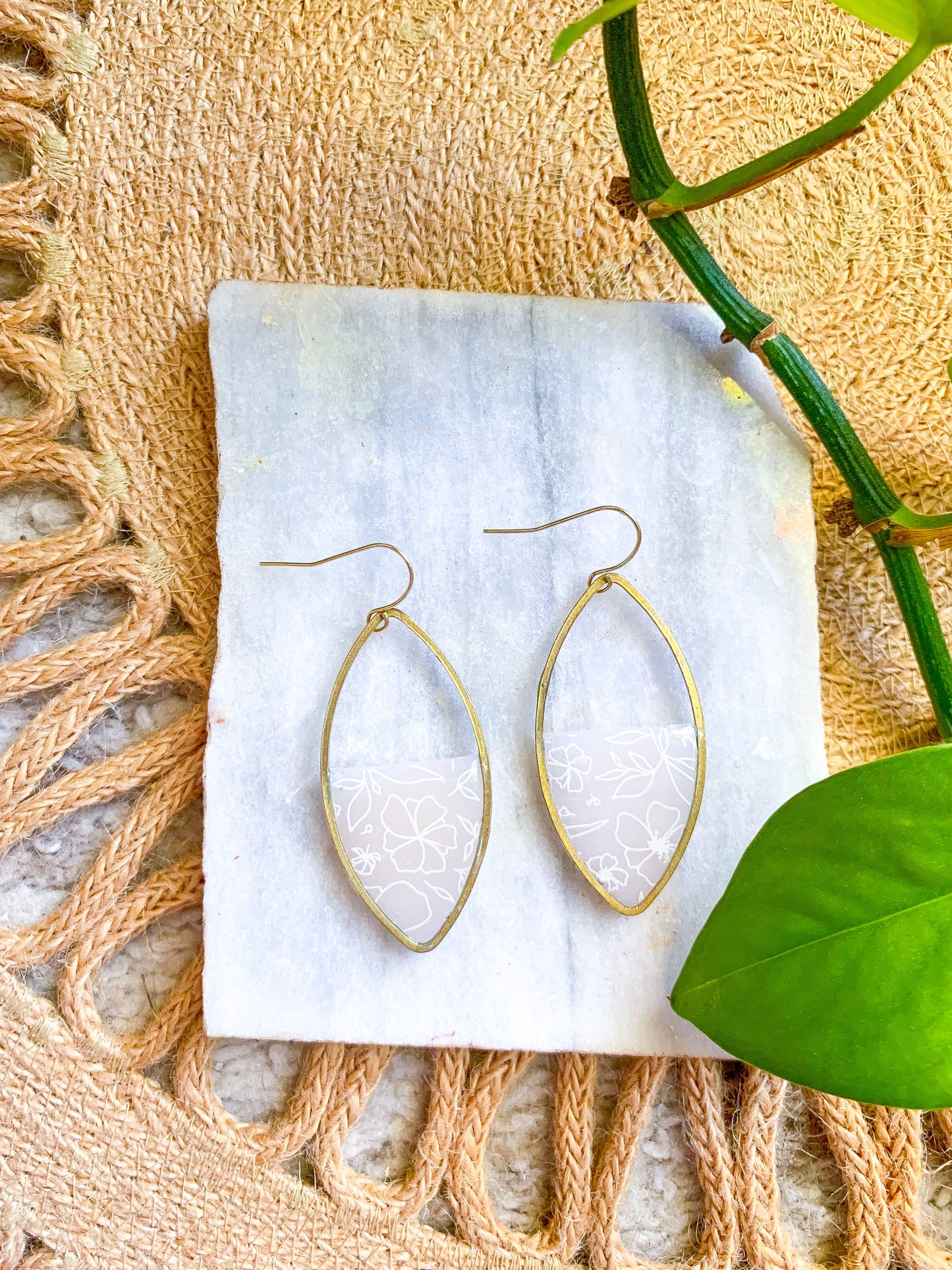 Translucent Floral Oval Dangles