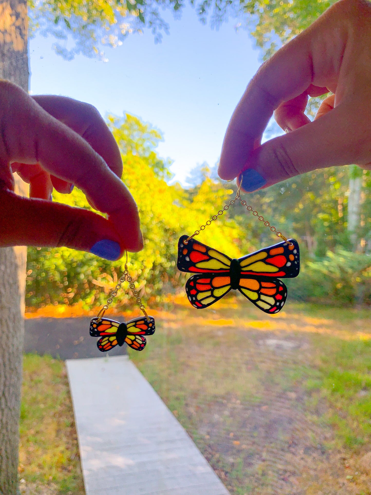 Butterfly "Stained Glass" Polymer Clay Earrings