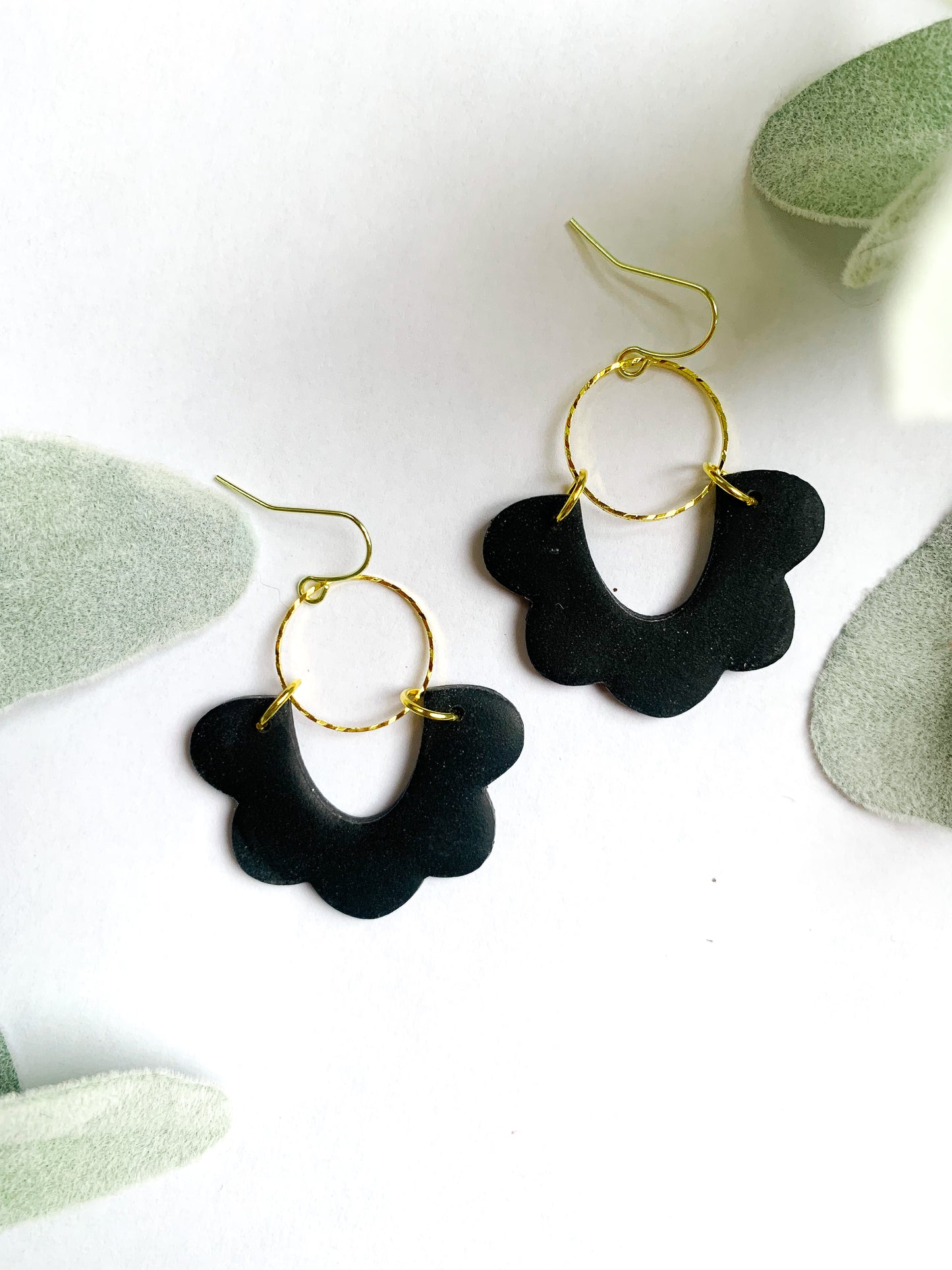 Black Scalloped Dangles