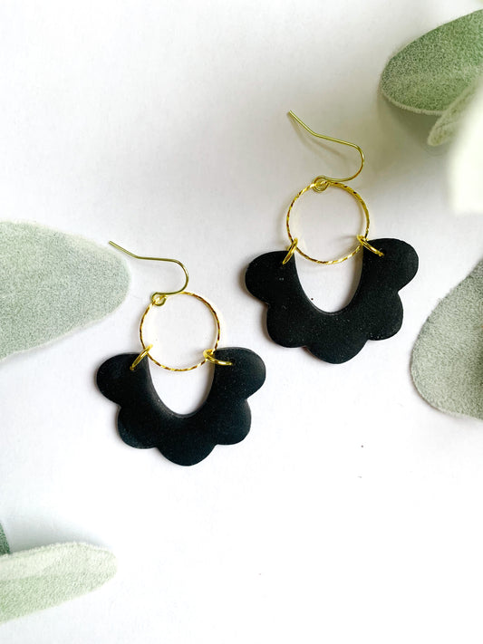Black Scalloped Dangles