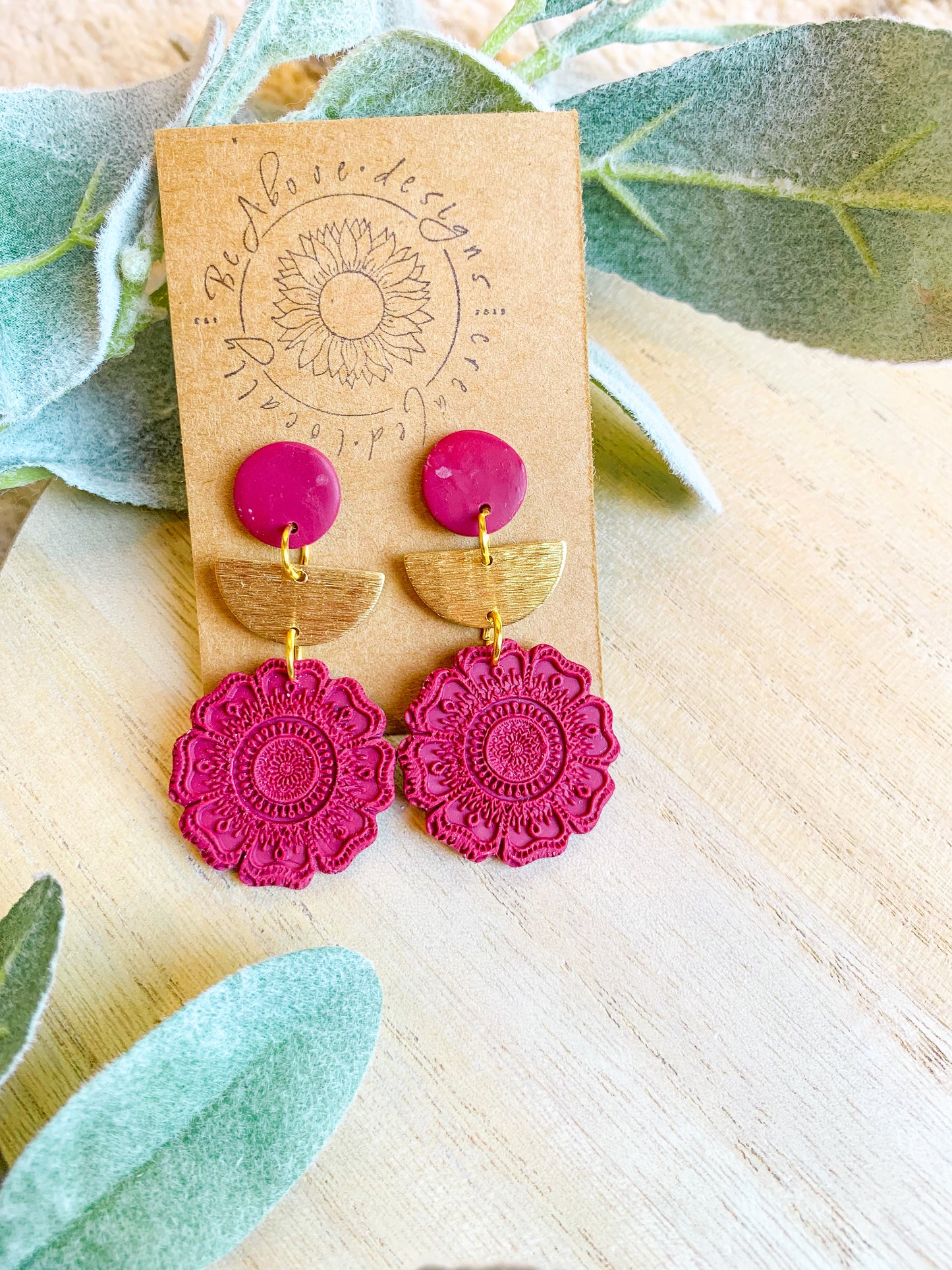 Burgundy Mandala Dangles