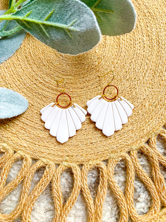 White Scalloped Fan Dangles