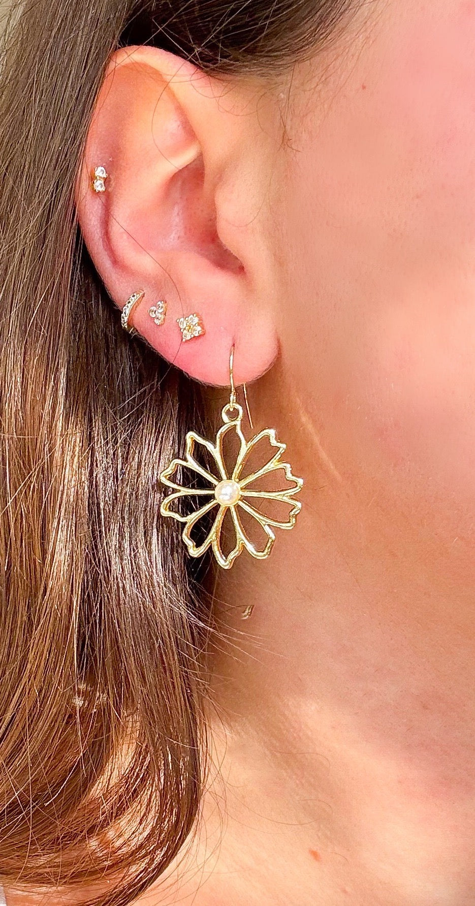 Flower + Pearl Dangles