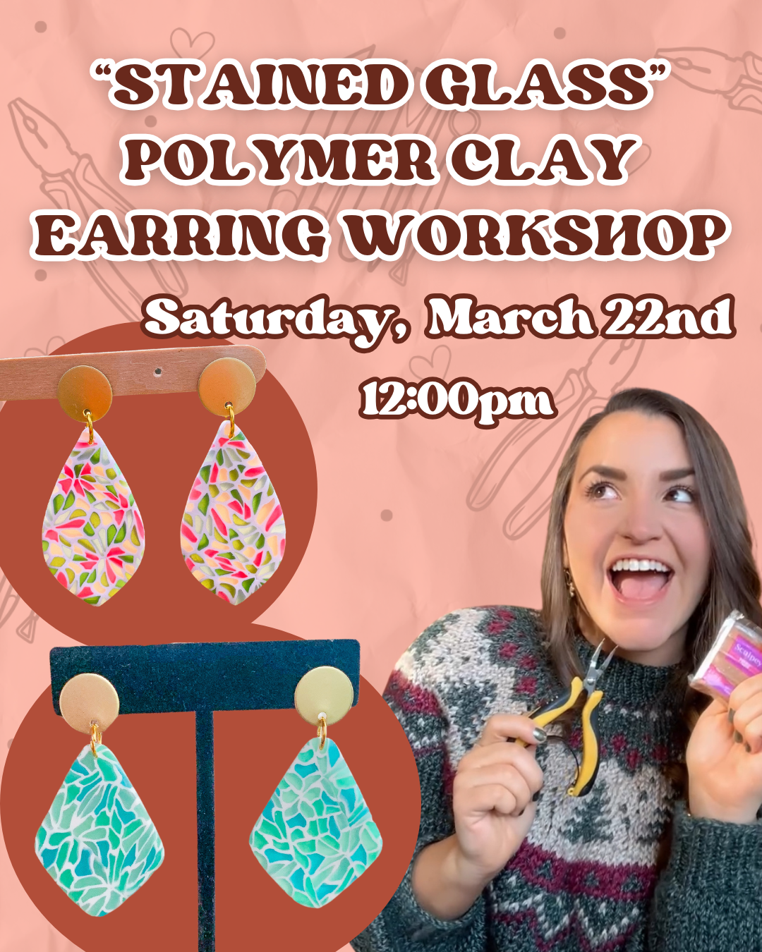 STAINED GLASS CLAY EARRING WORKSHOP - DISTRICT REFILLERY - POINT PLEASANT NJ