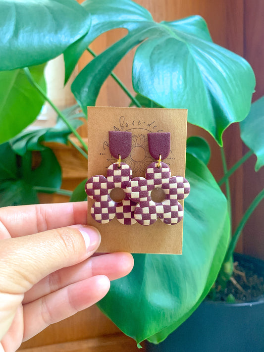 Fall Checkered Floral Dangles