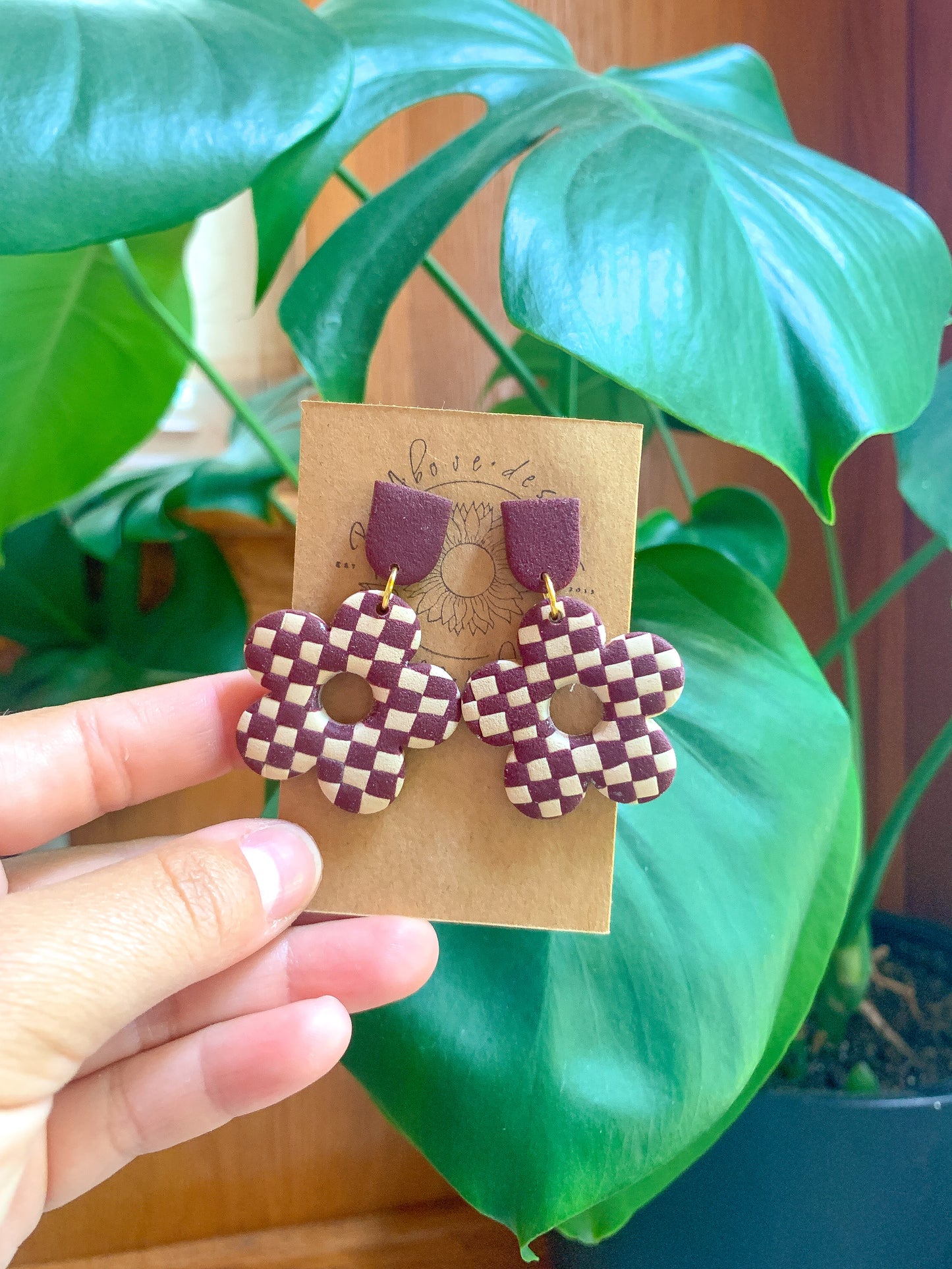 Fall Checkered Floral Dangles