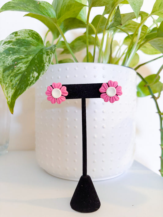 Pink Flower Studs