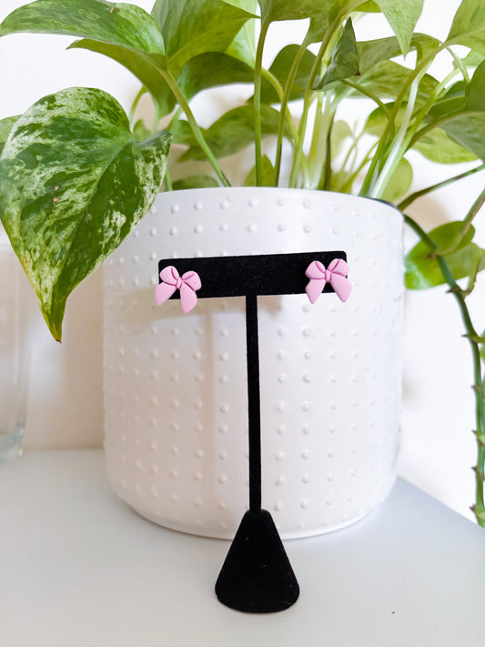 Pastel Pink Bow Studs