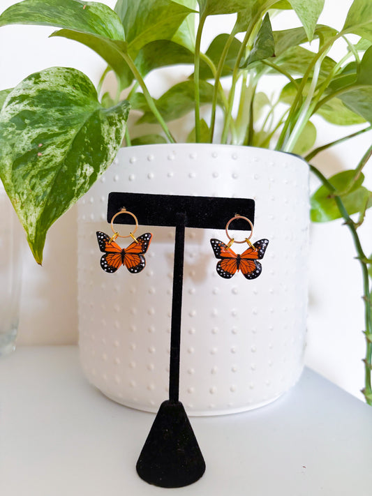 Hand Painted Monarch Butterfly Dangles