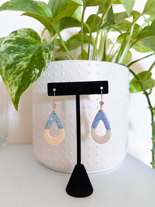 Blue Floral Teardrop Dangles