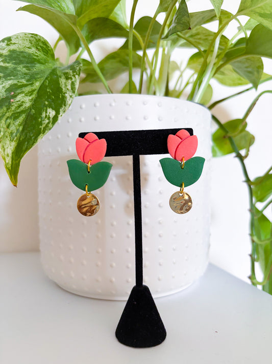 Peach Tulip Dangles
