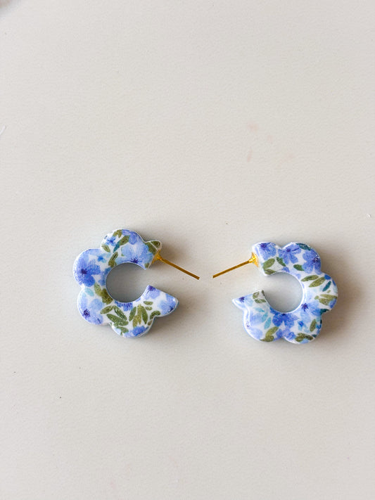 Reversible Blue Floral Hoops