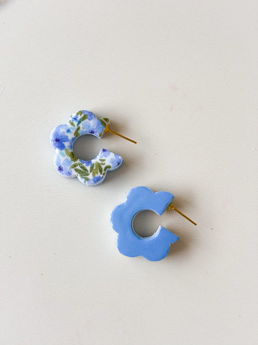 Reversible Blue Floral Hoops