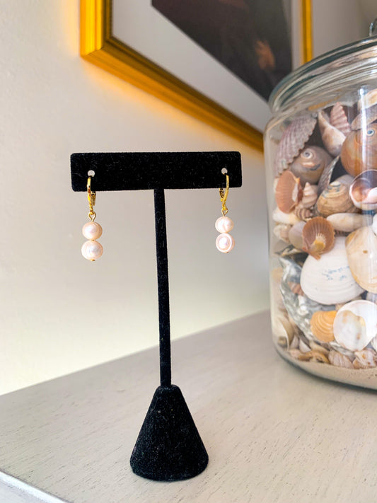 Stacked Fresh Water Pearl Huggies