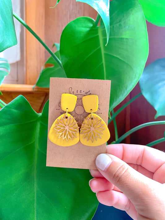 Yellow + Gold Sunflower Dangles