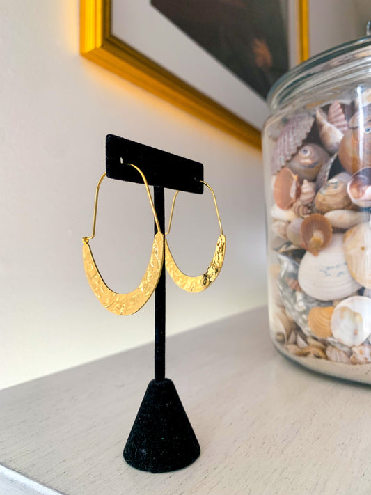 Large 18k Gold Hammered Hoops