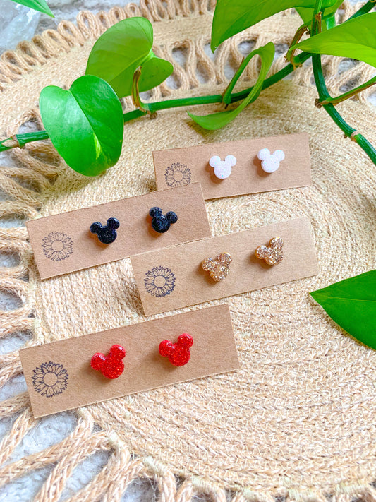Glittery mini mouse studs