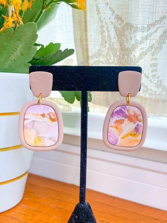 Watercolor Art Dangles in Tan