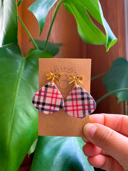 Tan, Black, and Red Plaid Ornament Dangles