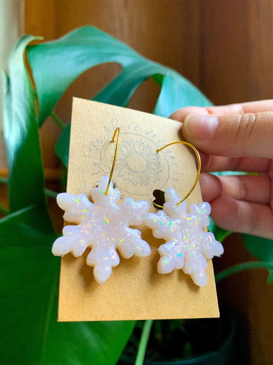 Opal Snowflake Hoops