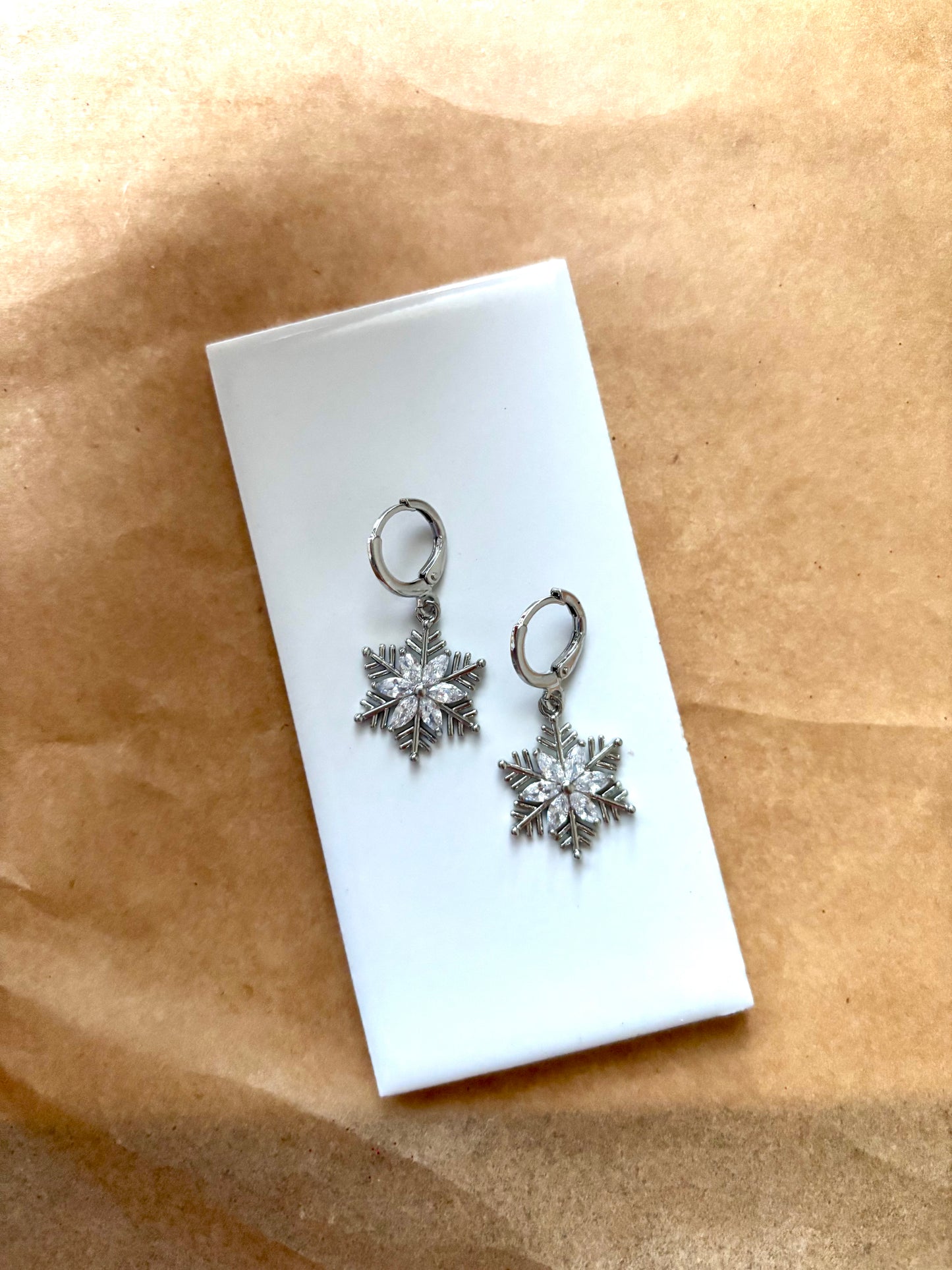 Silver Snowflake Huggies