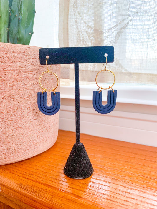 Navy Blue Arched Dangles