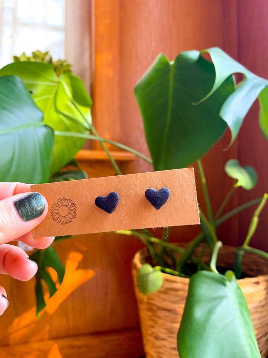 Black Mini Heart Studs