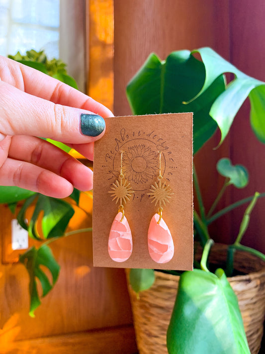 Rose Quartz + Gold Sun Dangles
