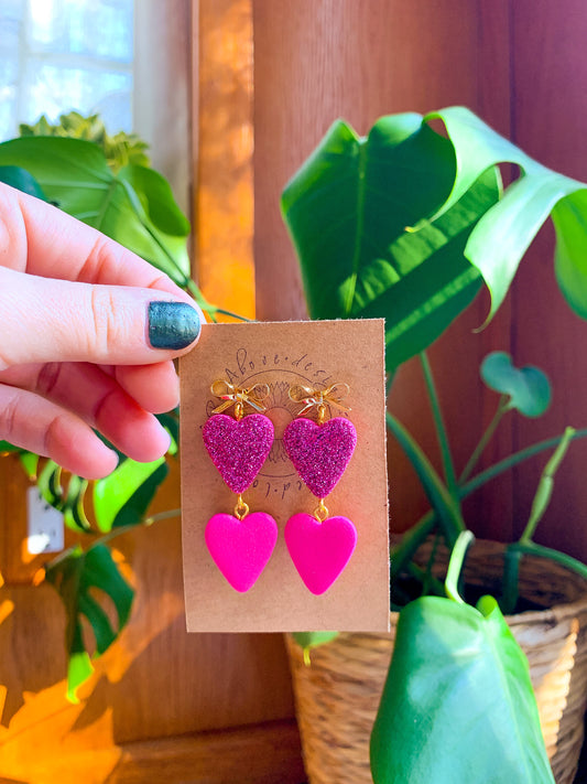 Barbie Pink and Gold Bow Dangles
