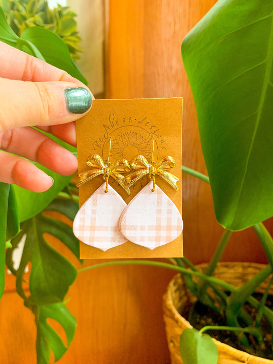 Neutral Plaid Ornament Dangles